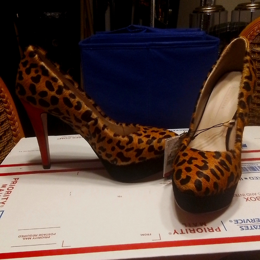 Zara Woman Red & Brown Leopard Platform Heels